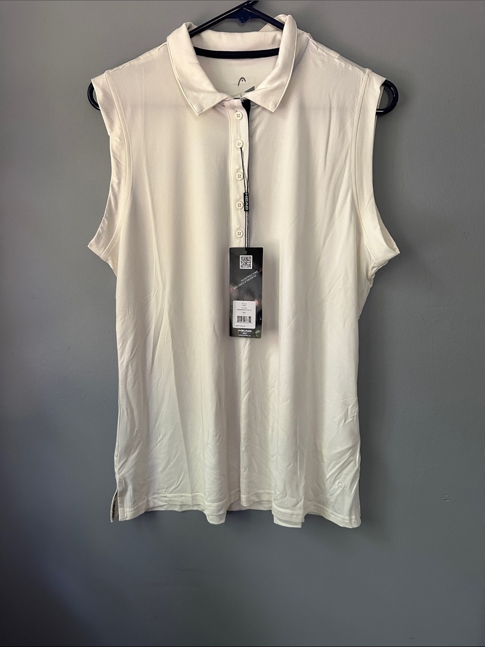 Head golf NWT Sleeveless Polo Top in cream womens size large